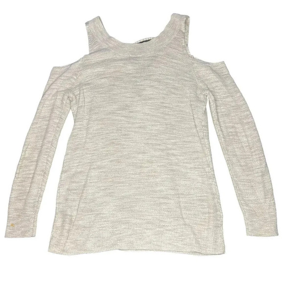 Express Women's XS Gray Cold Shoulder V-Neck Long Sleeve Casual Pullover Sweater - Picture 3 of 3